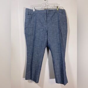 NWOT LANDS END Cropped Pants Chambray SZ 18 Petite